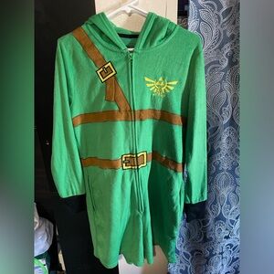Legend of Zelda Woman's Juniors Romper Link Pajamas Cosplay Hooded XL